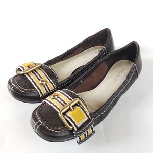 Ninewest Hethcove Brown Leather Square Toe Flats Loafers Size 6
